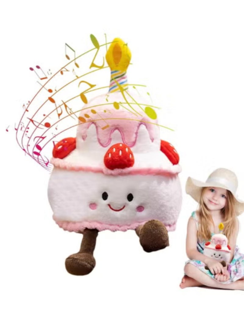 يلا بيك لعبة كعكة قطيفة، لعبة كعكة عيد ميلاد، لعبة كعكة عيد ميلاد موسيقية للبنات، دمية محشوة موسيقية، أغنية عيد ميلاد سعيد، هدية لتنمية الذكاء الموسيقي - Image 1